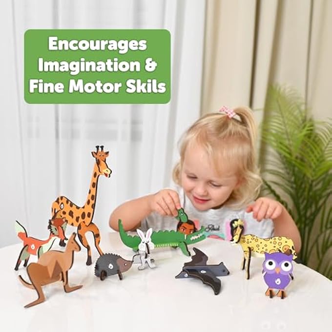 3D WOODEN ANIMAL PUZZLES FOR KIDS FOR AGE 2-4 GIRL & BOY | BIRTHDAY GIFT FOR KID AGES 2,3,4 YEARS | EDUCATIONAL TOYS FOR KIDS 2,3,4 YEARS | DIY CRAFT KIT - Image 2